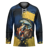 Custom Camo Redfish Hockey Jersey with Colorful Fish Design, Yellow Splatter Pattern - Wonder Print Shop