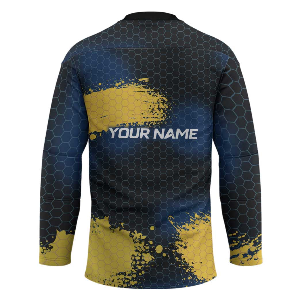 Custom Camo Redfish Hockey Jersey with Colorful Fish Design, Yellow Splatter Pattern - Wonder Print Shop