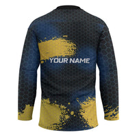 Custom Camo Redfish Hockey Jersey with Colorful Fish Design, Yellow Splatter Pattern - Wonder Print Shop
