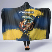 Custom Camo Redfish Hooded Blanket with Colorful Fish Design, Yellow Splatter Pattern - Wonder Print Shop