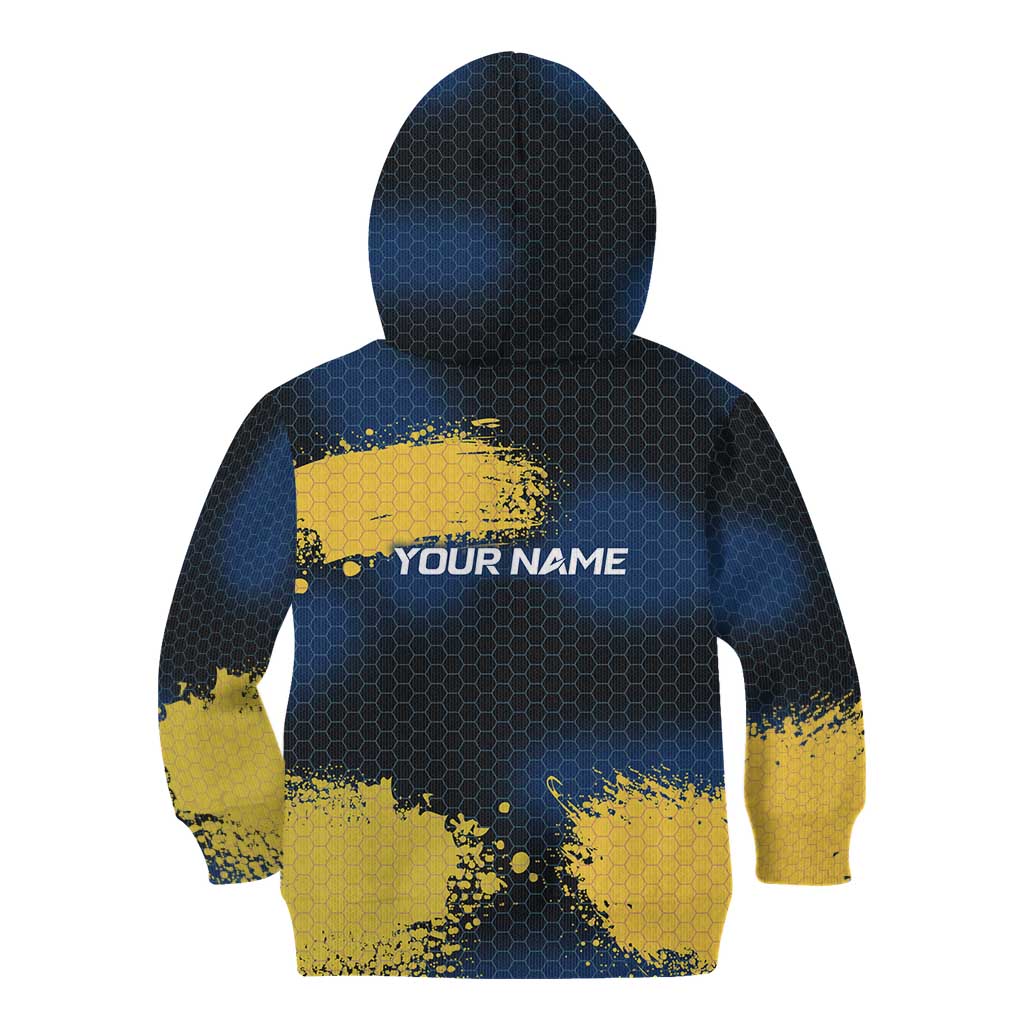 Custom Camo Redfish Kid Hoodie with Colorful Fish Design, Yellow Splatter Pattern - Wonder Print Shop