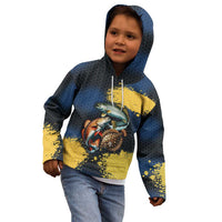 Custom Camo Redfish Kid Hoodie with Colorful Fish Design, Yellow Splatter Pattern - Wonder Print Shop