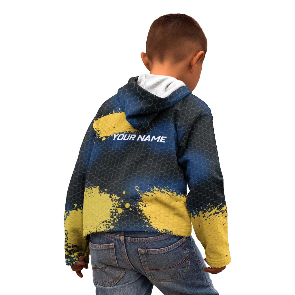 Custom Camo Redfish Kid Hoodie with Colorful Fish Design, Yellow Splatter Pattern - Wonder Print Shop