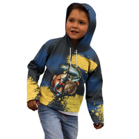 Custom Camo Redfish Kid Hoodie with Colorful Fish Design, Yellow Splatter Pattern - Wonder Print Shop