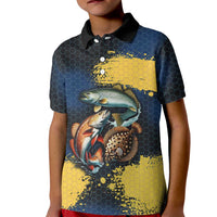 Custom Camo Redfish Kid Polo Shirt with Colorful Fish Design, Yellow Splatter Pattern - Wonder Print Shop