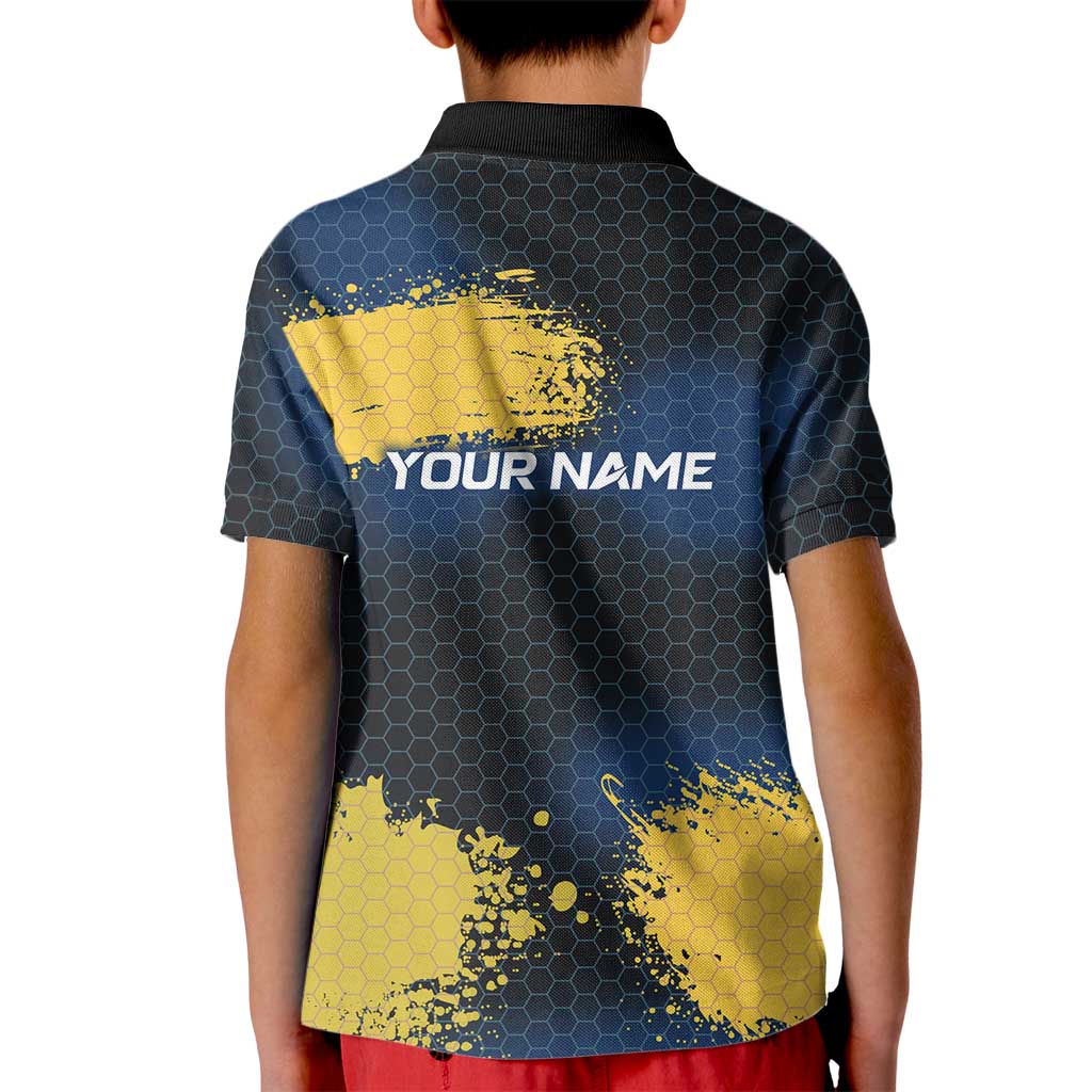Custom Camo Redfish Kid Polo Shirt with Colorful Fish Design, Yellow Splatter Pattern - Wonder Print Shop