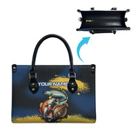 Custom Camo Redfish Leather Bag with Colorful Fish Design, Yellow Splatter Pattern - Wonder Print Shop