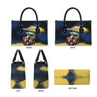 Custom Camo Redfish Leather Bag with Colorful Fish Design, Yellow Splatter Pattern - Wonder Print Shop