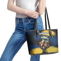 Custom Camo Redfish Leather Tote Bag with Colorful Fish Design, Yellow Splatter Pattern - Wonder Print Shop