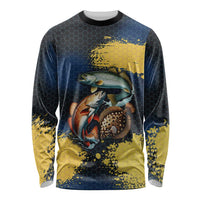 Custom Camo Redfish Long Sleeve Shirt with Colorful Fish Design, Yellow Splatter Pattern - Wonder Print Shop