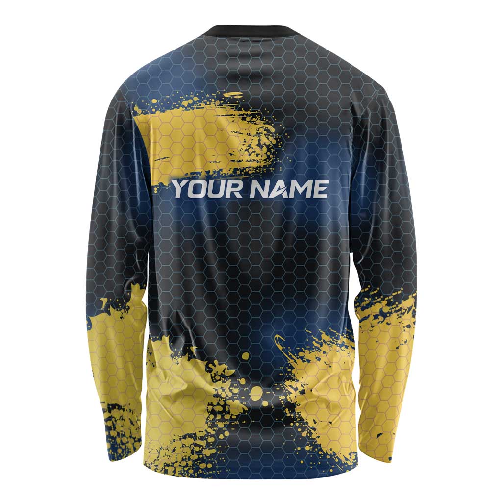 Custom Camo Redfish Long Sleeve Shirt with Colorful Fish Design, Yellow Splatter Pattern - Wonder Print Shop