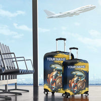 Custom Camo Redfish Luggage Cover with Colorful Fish Design, Yellow Splatter Pattern - Wonder Print Shop