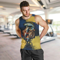 Custom Camo Redfish Men Tank Top with Colorful Fish Design, Yellow Splatter Pattern - Wonder Print Shop
