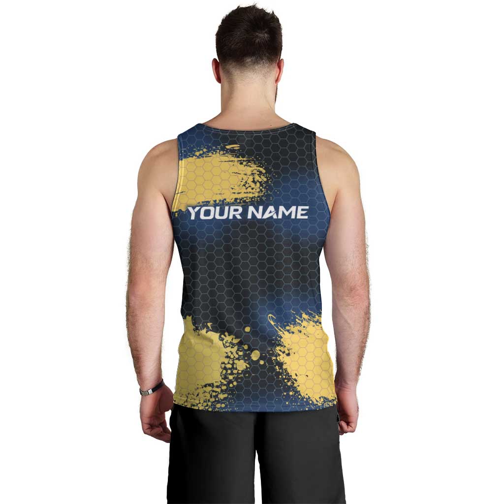 Custom Camo Redfish Men Tank Top with Colorful Fish Design, Yellow Splatter Pattern - Wonder Print Shop