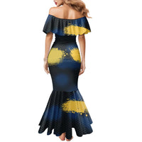 Custom Camo Redfish Mermaid Dress with Colorful Fish Design, Yellow Splatter Pattern - Wonder Print Shop