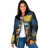 Custom Camo Redfish Padded Jacket with Colorful Fish Design, Yellow Splatter Pattern - Wonder Print Shop