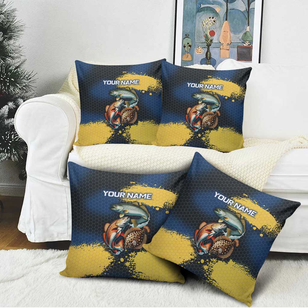 Custom Camo Redfish Pillow Cover with Colorful Fish Design, Yellow Splatter Pattern - Wonder Print Shop