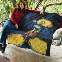 Custom Camo Redfish Quilt with Colorful Fish Design, Yellow Splatter Pattern - Wonder Print Shop