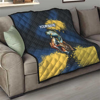 Custom Camo Redfish Quilt with Colorful Fish Design, Yellow Splatter Pattern - Wonder Print Shop