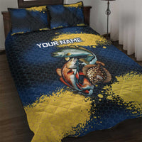 Custom Camo Redfish Quilt Bed Set with Colorful Fish Design, Yellow Splatter Pattern - Wonder Print Shop