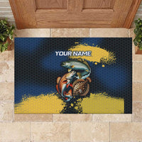 Custom Camo Redfish Rubber Doormat with Colorful Fish Design, Yellow Splatter Pattern - Wonder Print Shop