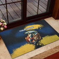 Custom Camo Redfish Rubber Doormat with Colorful Fish Design, Yellow Splatter Pattern - Wonder Print Shop