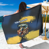 Custom Camo Redfish Sarong with Colorful Fish Design, Yellow Splatter Pattern - Wonder Print Shop