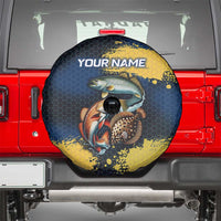 Custom Camo Redfish Spare Tire Cover with Colorful Fish Design, Yellow Splatter Pattern - Wonder Print Shop