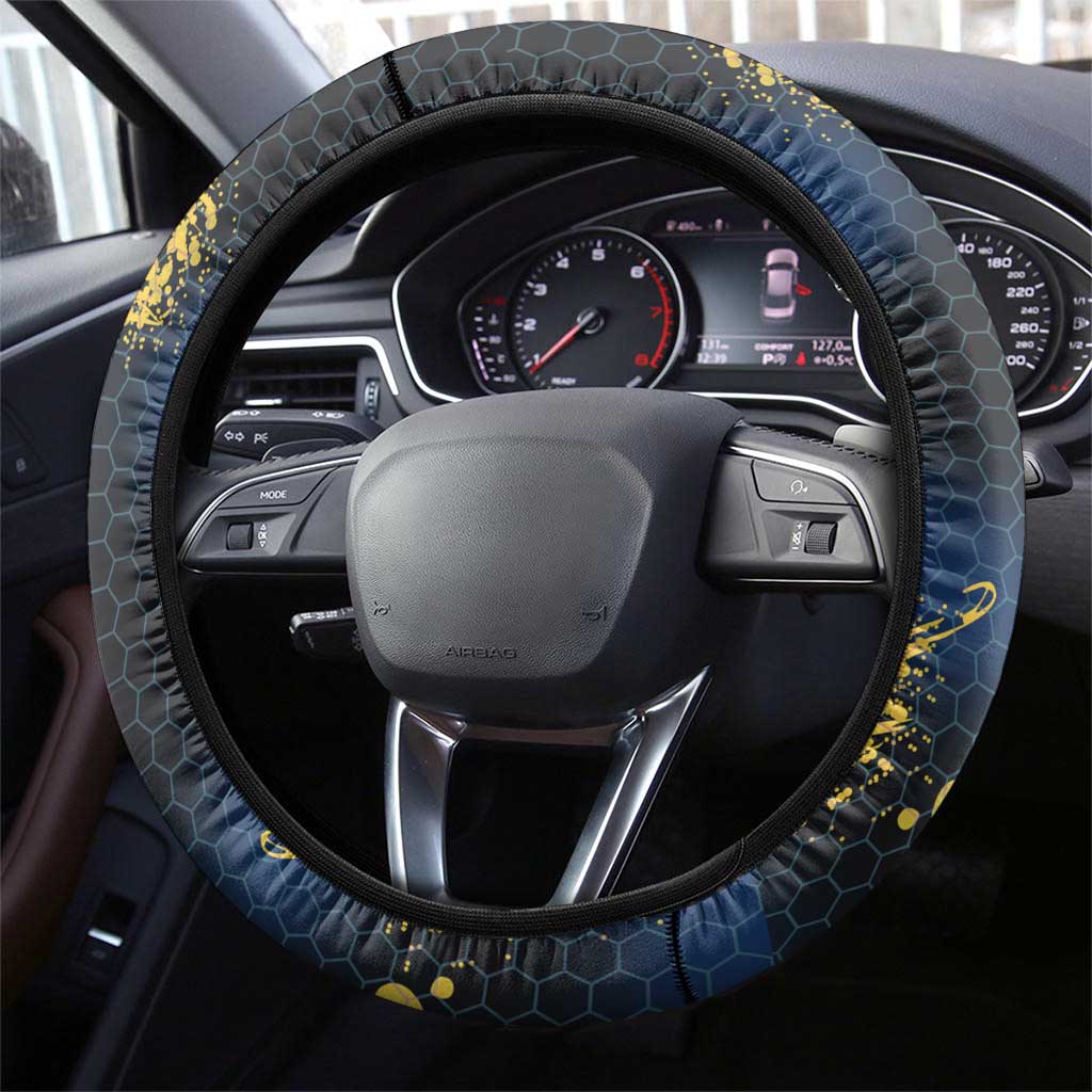 Camo Redfish Steering Wheel Cover with Colorful Fish Design, Yellow Splatter Pattern - Wonder Print Shop