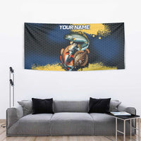Custom Camo Redfish Tapestry with Colorful Fish Design, Yellow Splatter Pattern - Wonder Print Shop