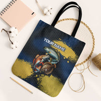 Custom Camo Redfish Tote Bag with Colorful Fish Design, Yellow Splatter Pattern - Wonder Print Shop
