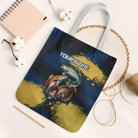 Custom Camo Redfish Tote Bag with Colorful Fish Design, Yellow Splatter Pattern - Wonder Print Shop