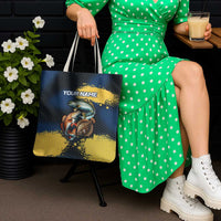 Custom Camo Redfish Tote Bag with Colorful Fish Design, Yellow Splatter Pattern - Wonder Print Shop
