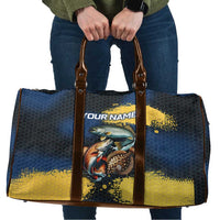 Custom Camo Redfish Travel Bag with Colorful Fish Design, Yellow Splatter Pattern - Wonder Print Shop
