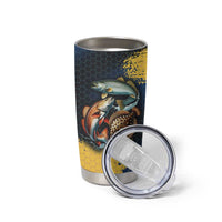Custom Camo Redfish Tumbler Cup with Colorful Fish Design, Yellow Splatter Pattern - Wonder Print Shop