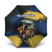 Custom Camo Redfish Umbrella with Colorful Fish Design, Yellow Splatter Pattern - Wonder Print Shop