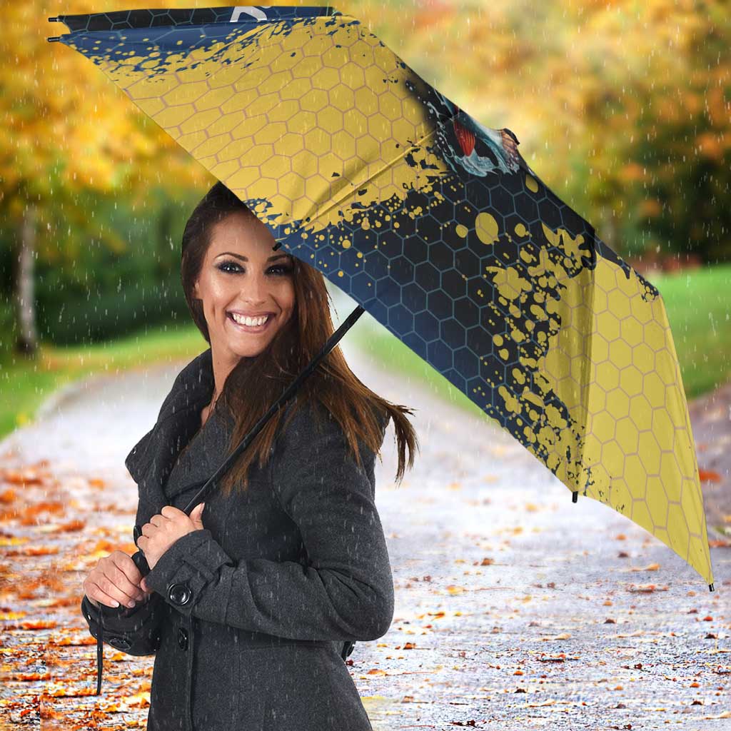 Custom Camo Redfish Umbrella with Colorful Fish Design, Yellow Splatter Pattern - Wonder Print Shop