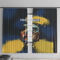 Custom Camo Redfish Window Curtain with Colorful Fish Design, Yellow Splatter Pattern - Wonder Print Shop