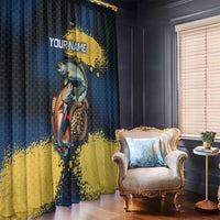 Custom Camo Redfish Window Curtain with Colorful Fish Design, Yellow Splatter Pattern - Wonder Print Shop