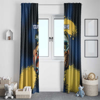 Custom Camo Redfish Window Curtain with Colorful Fish Design, Yellow Splatter Pattern - Wonder Print Shop