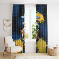 Custom Camo Redfish Window Curtain with Colorful Fish Design, Yellow Splatter Pattern - Wonder Print Shop