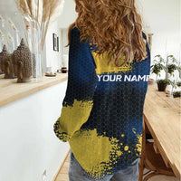 Custom Camo Redfish Women Casual Shirt with Colorful Fish Design, Yellow Splatter Pattern - Wonder Print Shop