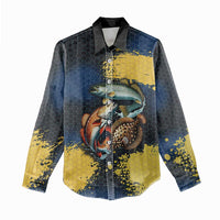 Custom Camo Redfish Women Casual Shirt with Colorful Fish Design, Yellow Splatter Pattern - Wonder Print Shop