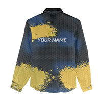 Custom Camo Redfish Women Casual Shirt with Colorful Fish Design, Yellow Splatter Pattern - Wonder Print Shop