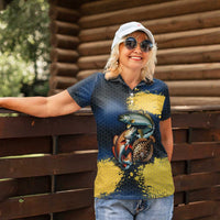 Custom Camo Redfish Women Polo Shirt with Colorful Fish Design, Yellow Splatter Pattern - Wonder Print Shop