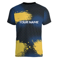 Custom Camo Redfish Women V-Neck T-Shirt with Colorful Fish Design, Yellow Splatter Pattern - Wonder Print Shop