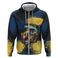 Custom Camo Redfish Zip Hoodie with Colorful Fish Design, Yellow Splatter Pattern - Wonder Print Shop