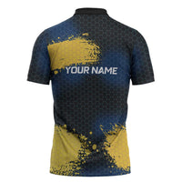 Custom Camo Redfish Zipper Polo Shirt with Colorful Fish Design, Yellow Splatter Pattern - Wonder Print Shop