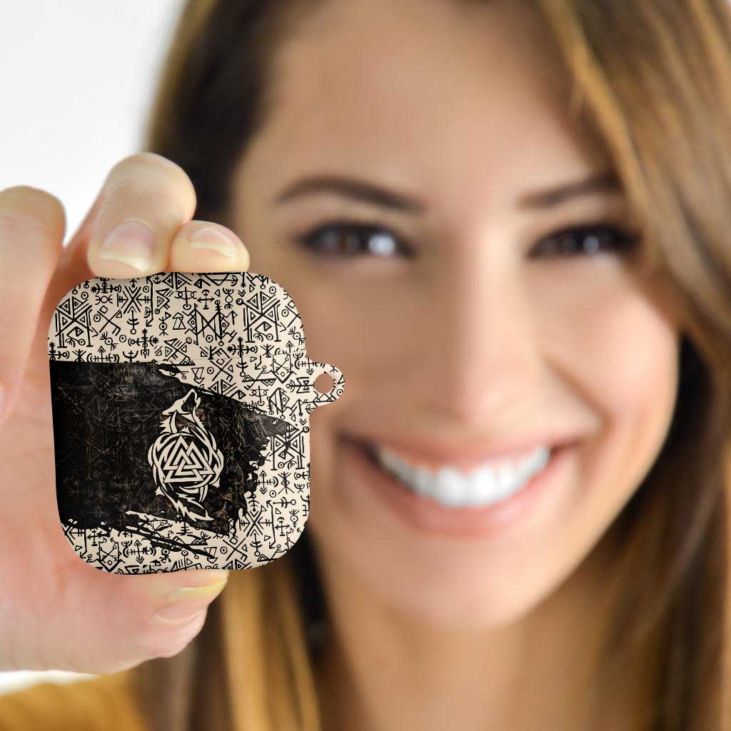 Fenrir AirPods Case with Norse Symbols and Howling Wolf Viking Mythology Tribute - Wonder Print Shop