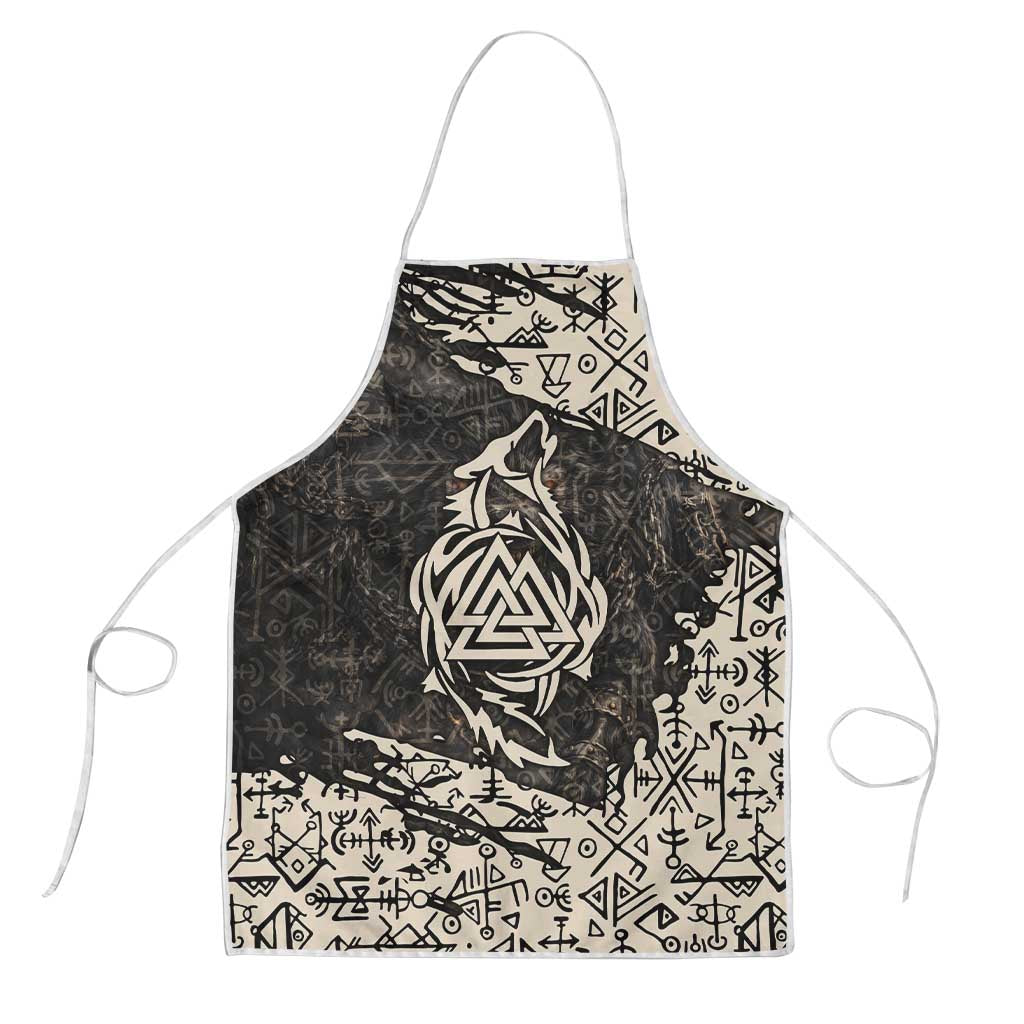 Fenrir Apron with Norse Symbols and Howling Wolf Viking Mythology Tribute - Wonder Print Shop